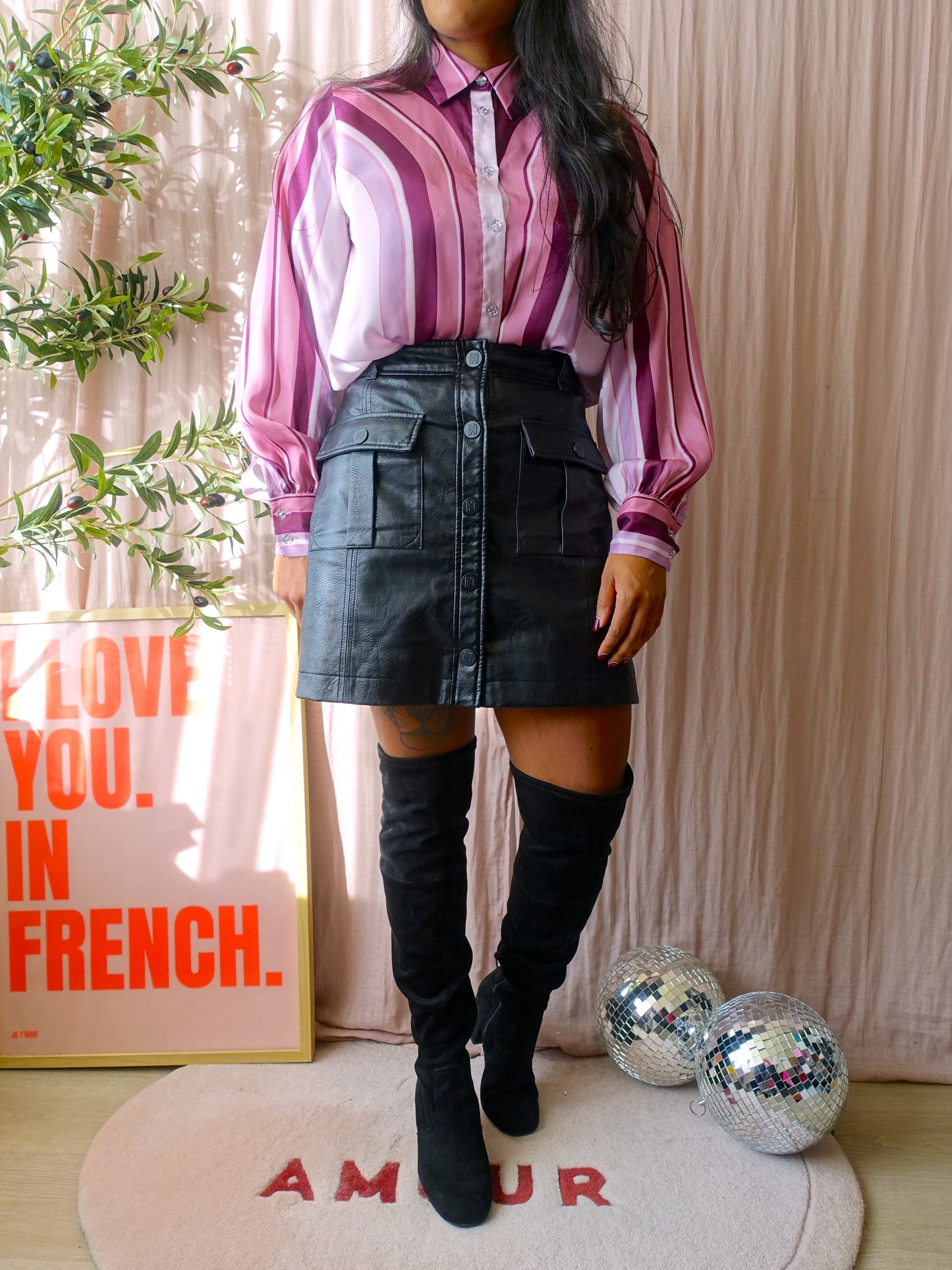 Nikkie high waist vegan leather skirt black