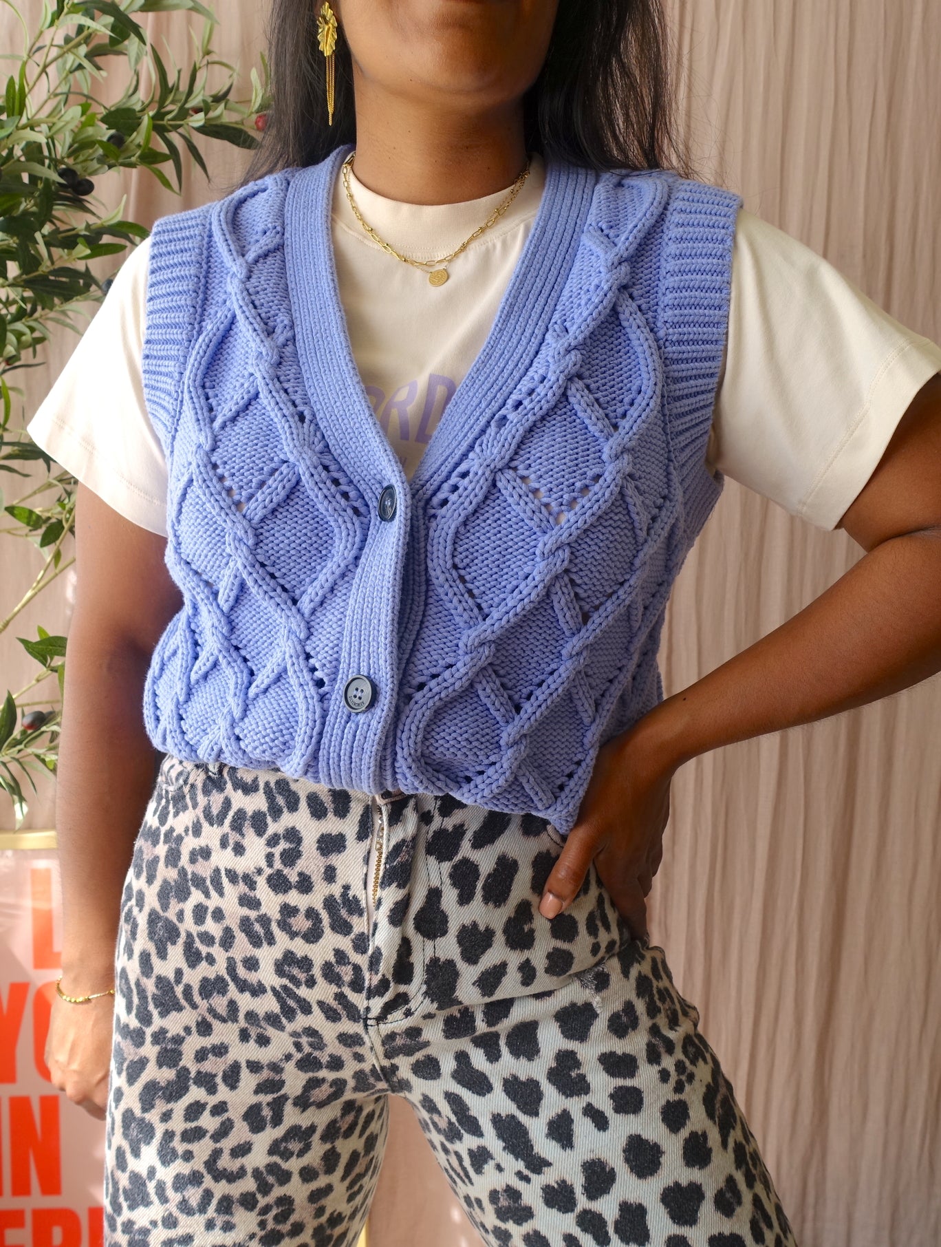 Silvercreek Phyllis cable gilet jacaranda