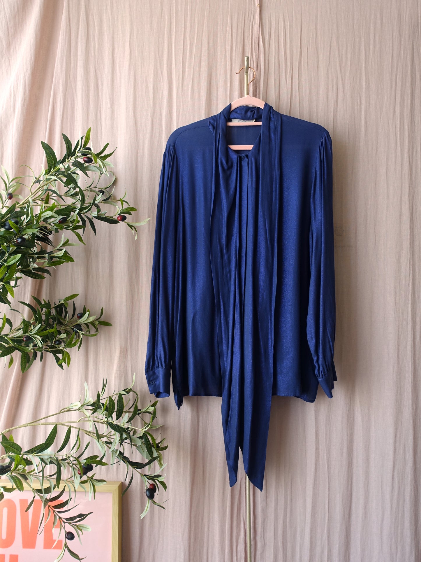 Sissy-Boy shimmer bowtie blouse navy