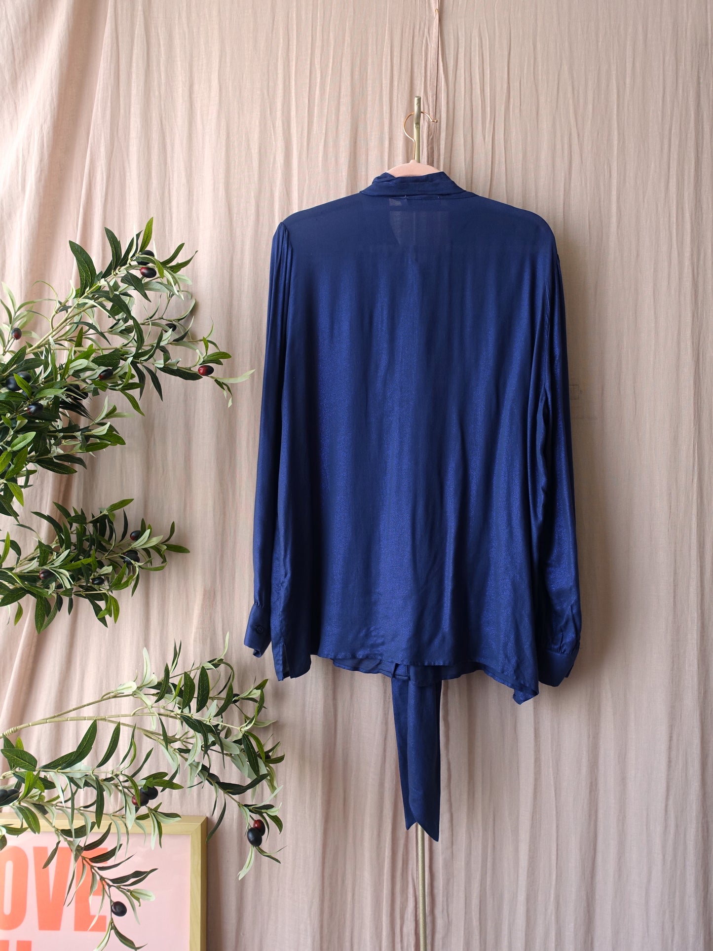 Sissy-Boy shimmer bowtie blouse navy