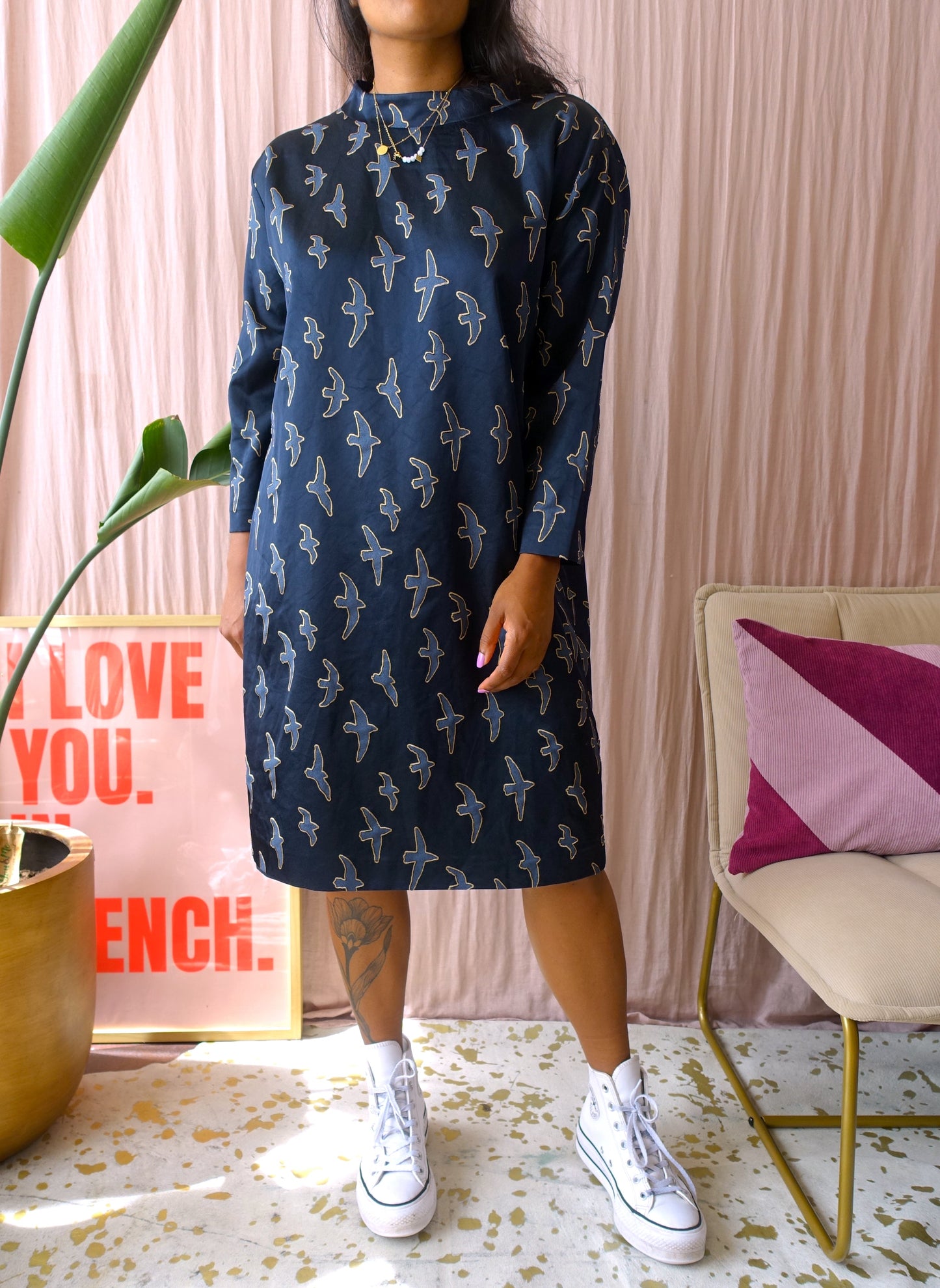 Sissy-Boy jacquard print jurk navy