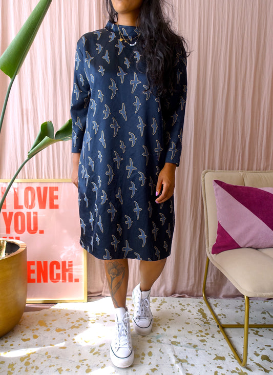 Sissy-Boy jacquard print jurk navy