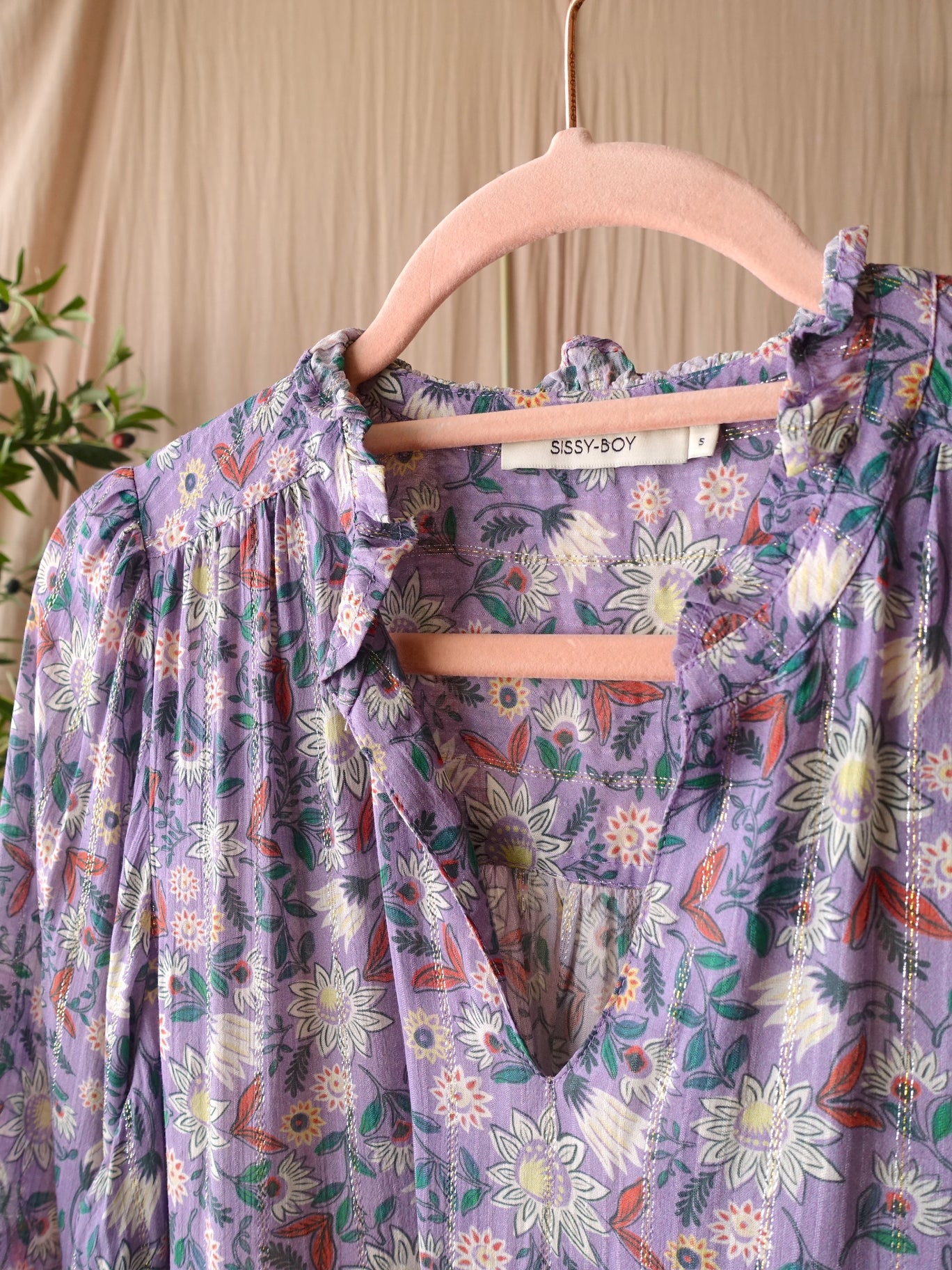 Sissy-Boy floral lurex top lila