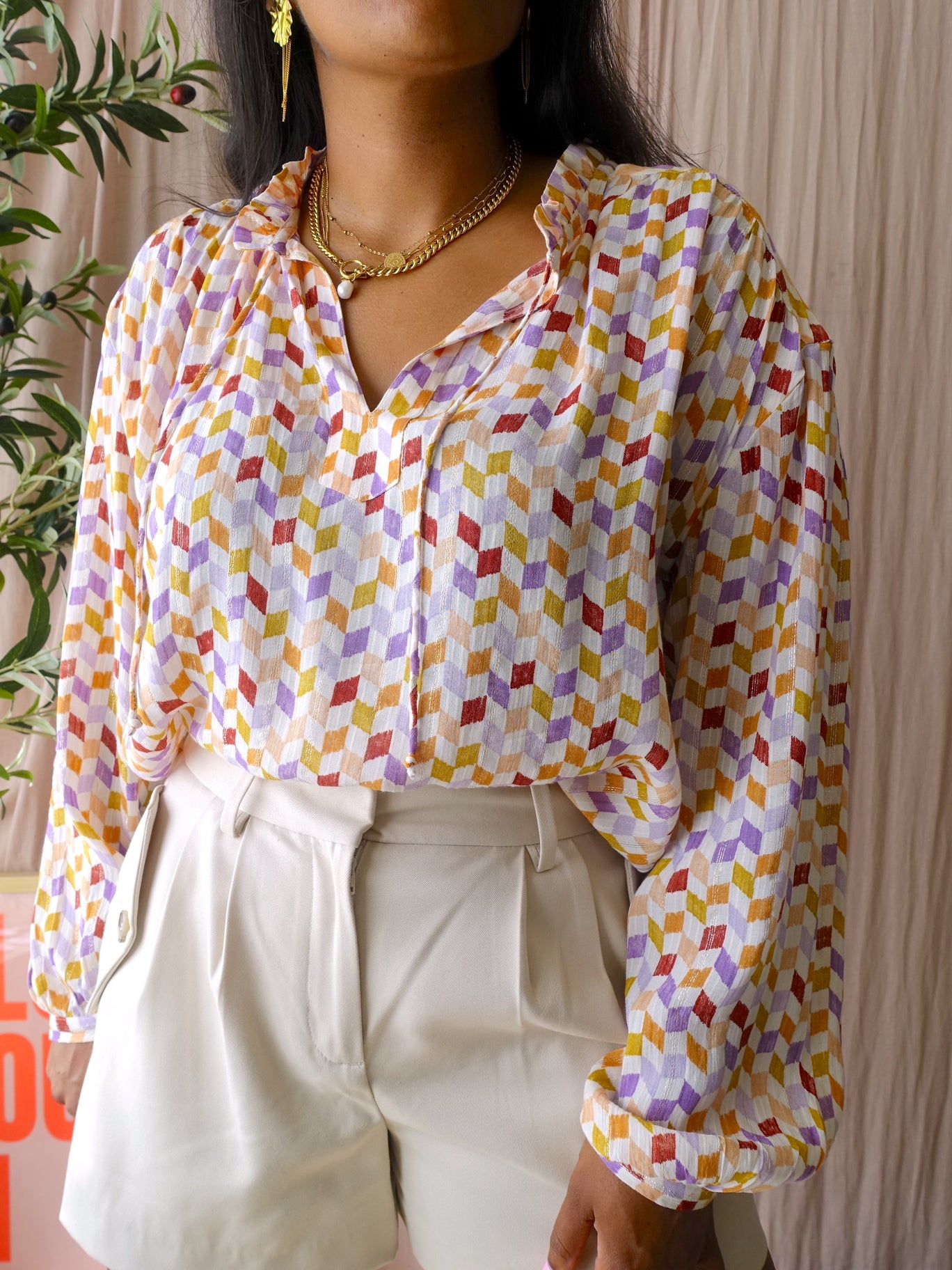 Sissy-Boy checkered lurex top