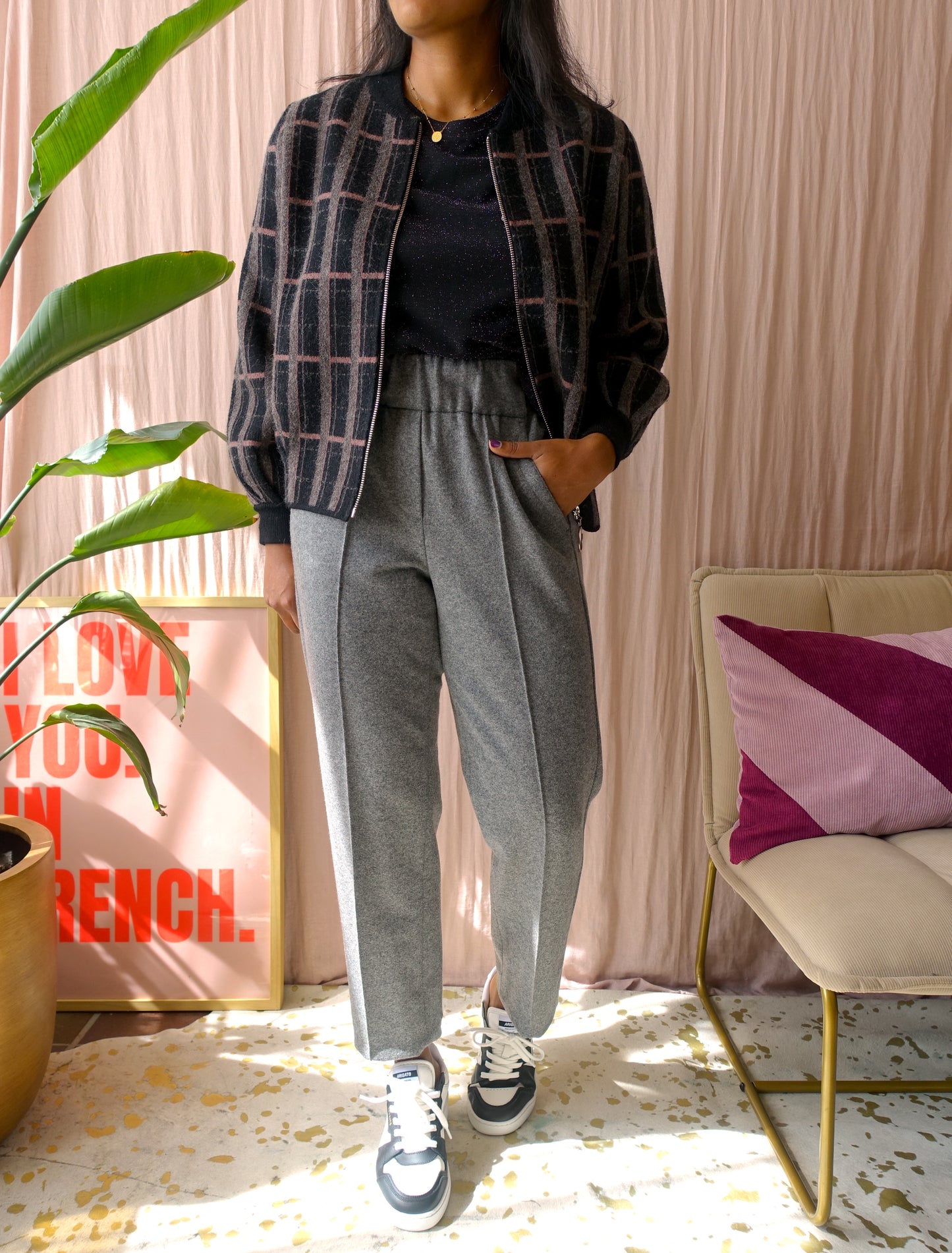 Luisa Cerano tapered wool pants classic grey melange
