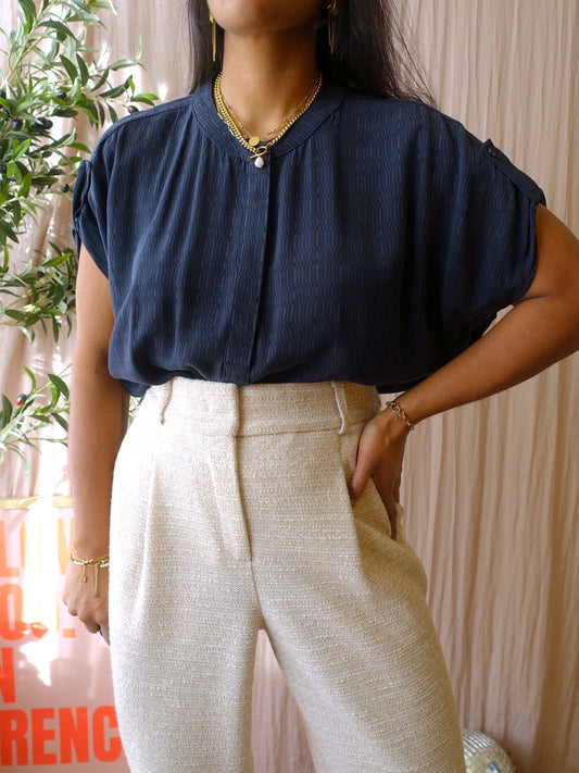 Someday zimali cupromix graphic print top midnight blue