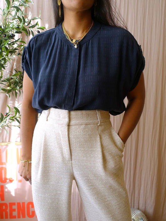 Someday zimali cupromix graphic print top midnight blue