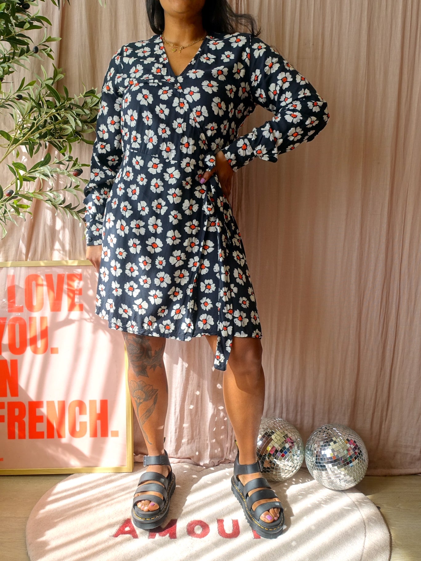 Stieglitz viscose wrap over daisy jurk