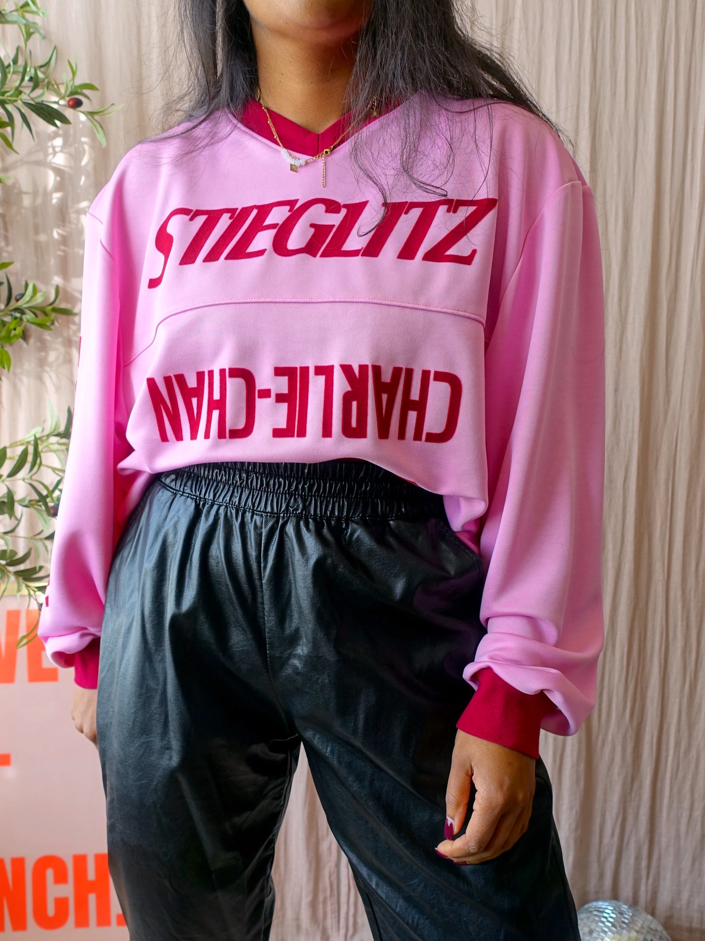 Alix the Label vegan leather woven shiny training pants