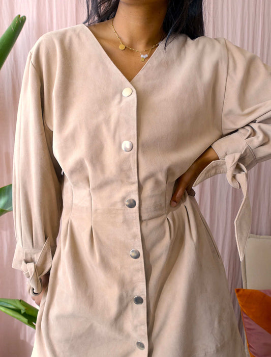 Studio AR goat leather dress beige