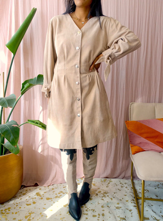 Studio AR goat leather dress beige