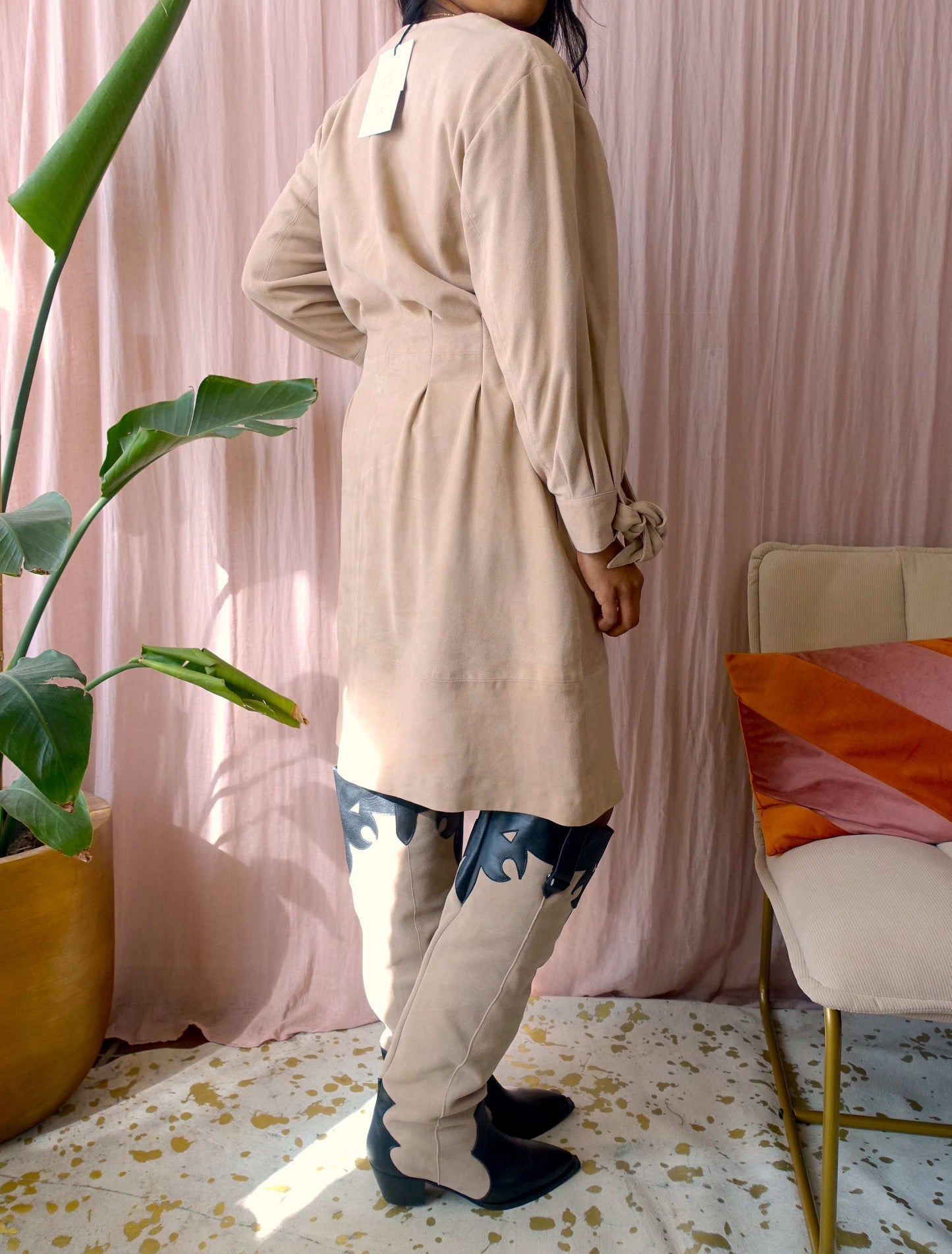 Studio AR goat leather dress beige