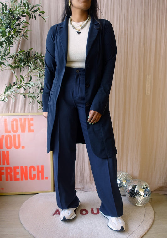 Studio Anneloes travel quality long blazer midnight blue