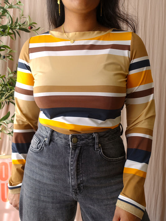 Studio Anneloes striped travelstof top retro beige