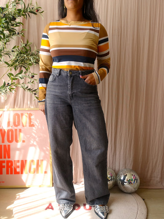 Studio Anneloes striped travelstof top retro beige