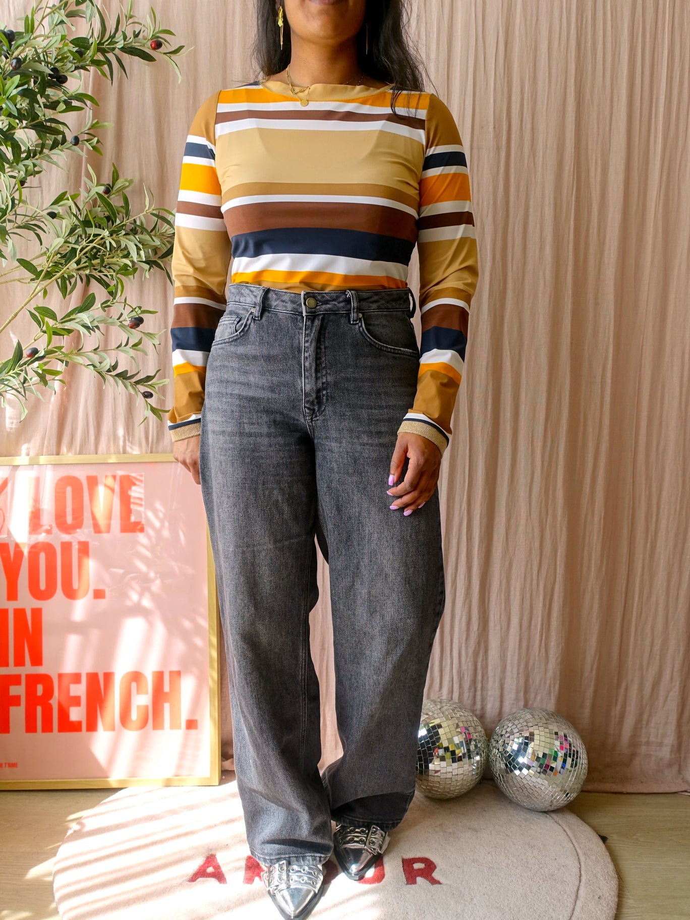 Studio Anneloes striped travelstof top retro beige
