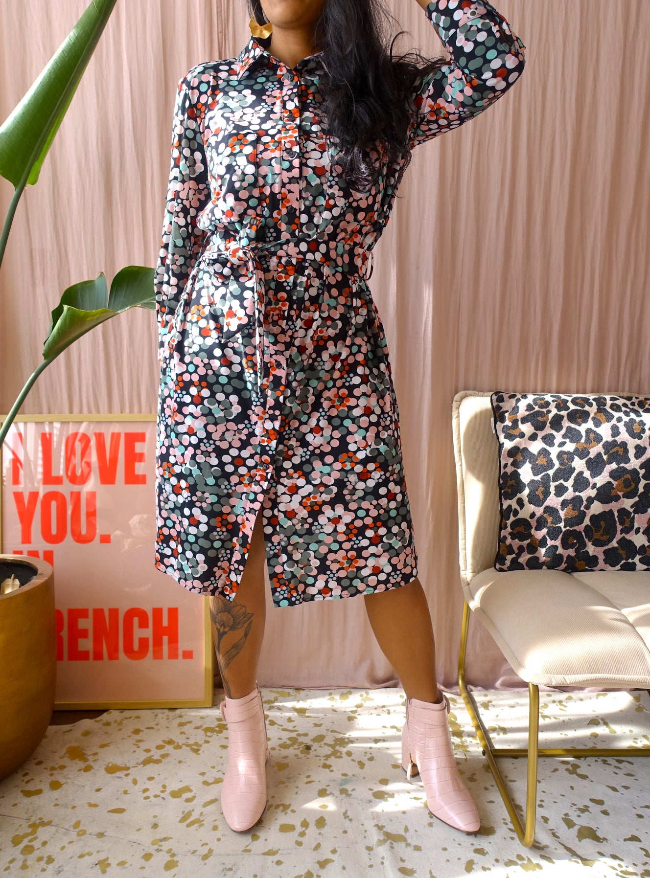 Studio Anneloes travel quality dot print midi jurk