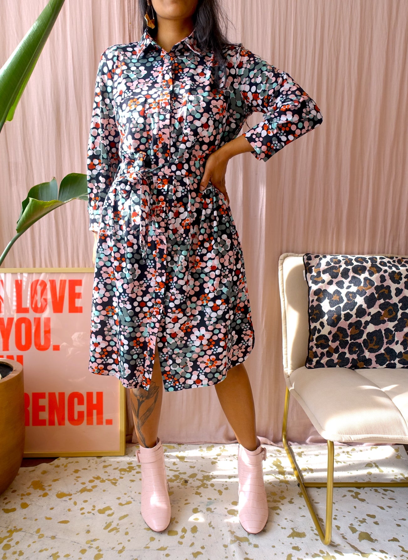 Studio Anneloes travel quality dot print midi jurk