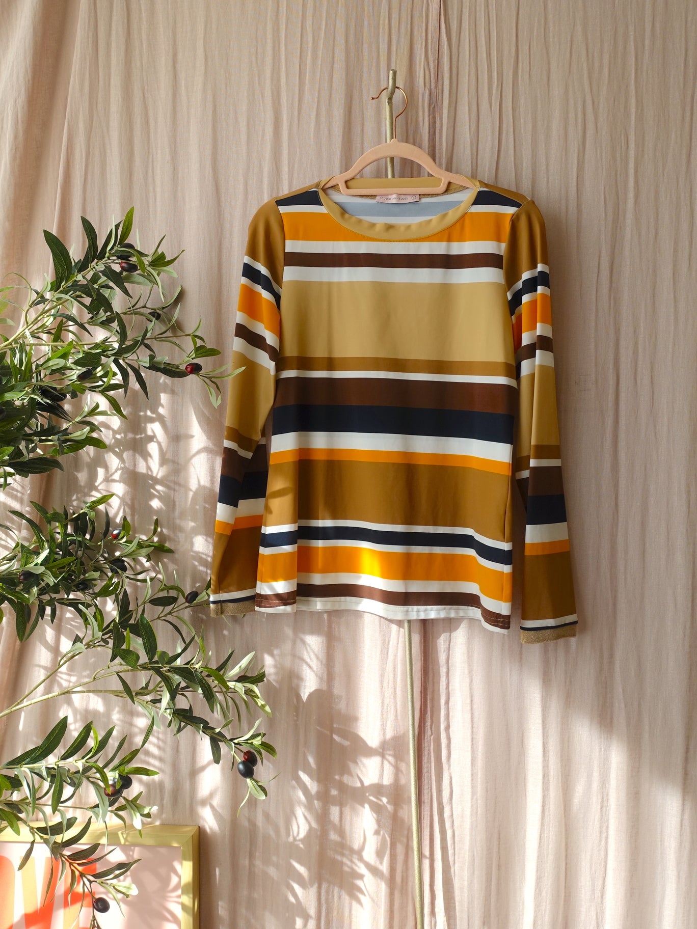 Studio Anneloes striped travelstof top retro beige