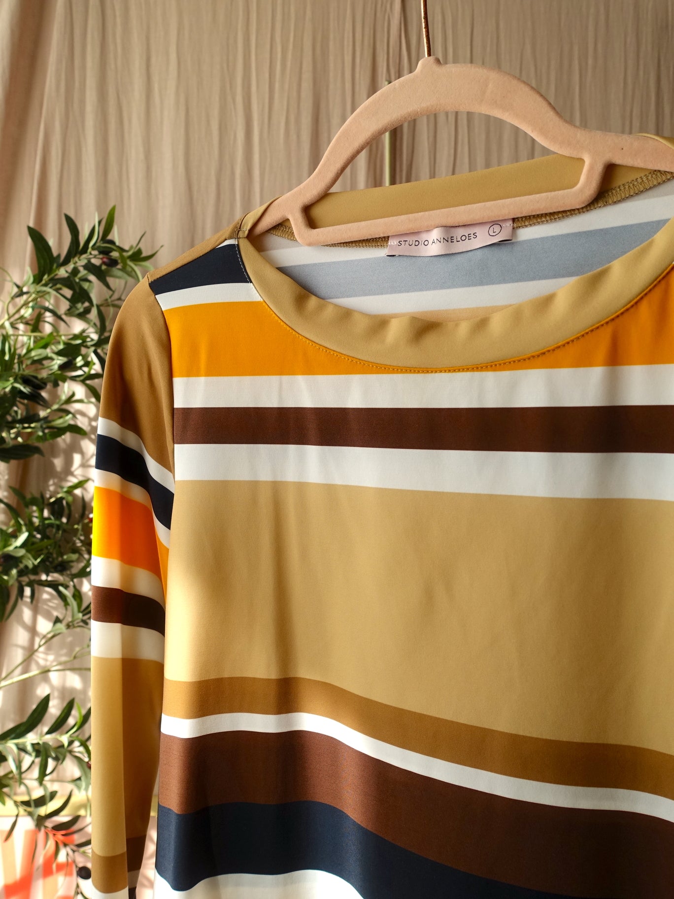 Studio Anneloes striped travelstof top retro beige