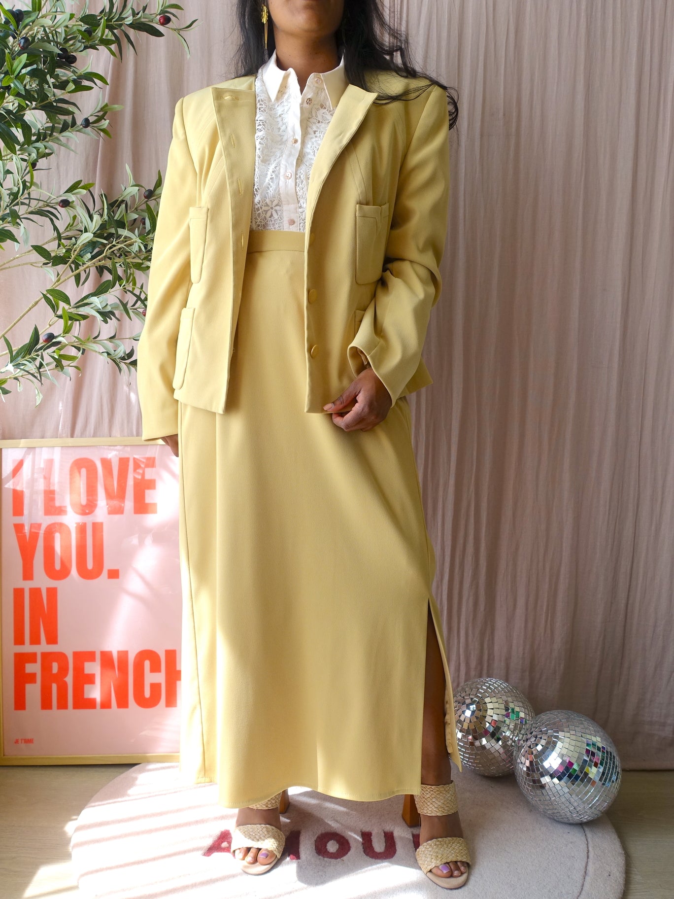Exclusieve Edgar Vos co-ord set (blazer + rok) cream brulee