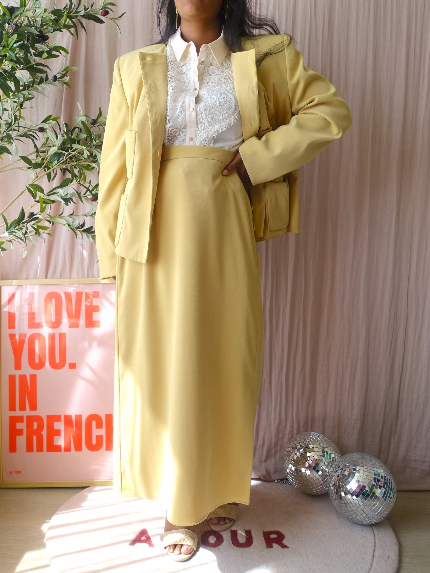 Exclusieve Edgar Vos co-ord set (blazer + rok) cream brulee