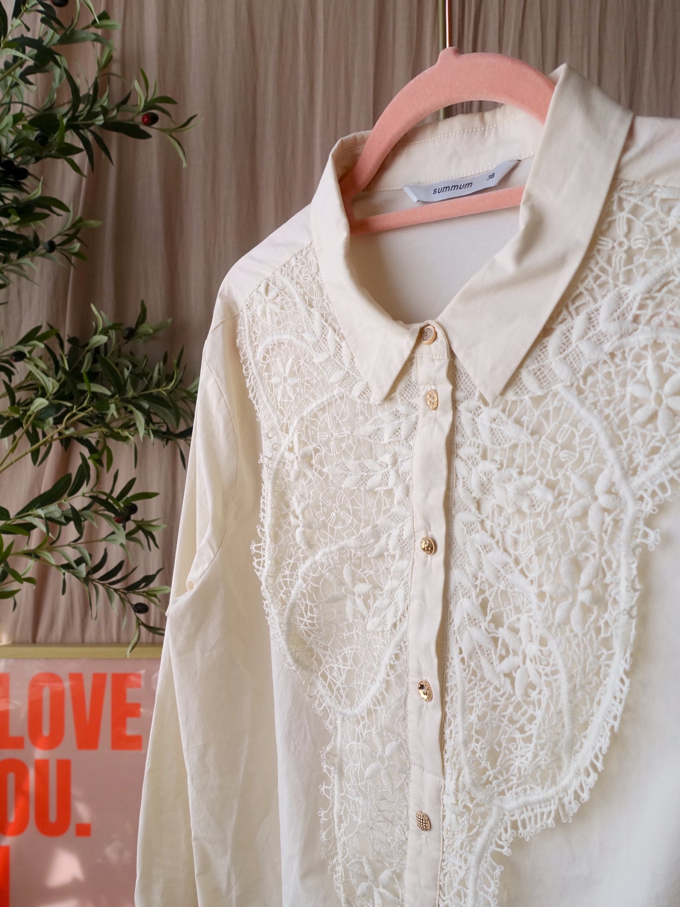 Summum cropped embroidered lace top creme