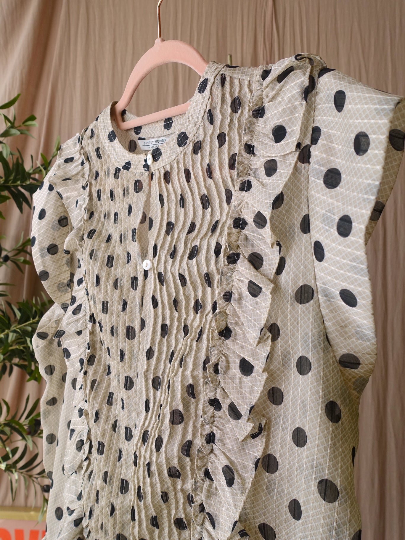 Summum Woman polkadot ruches top ecru