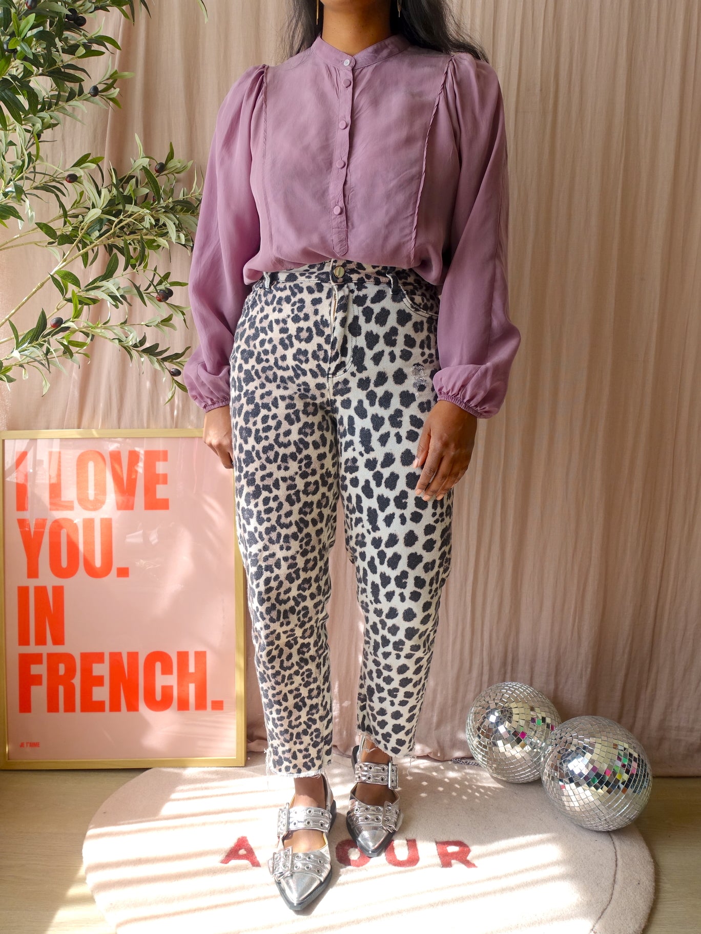 Summum woman puff sleeve blouse dusty lilac