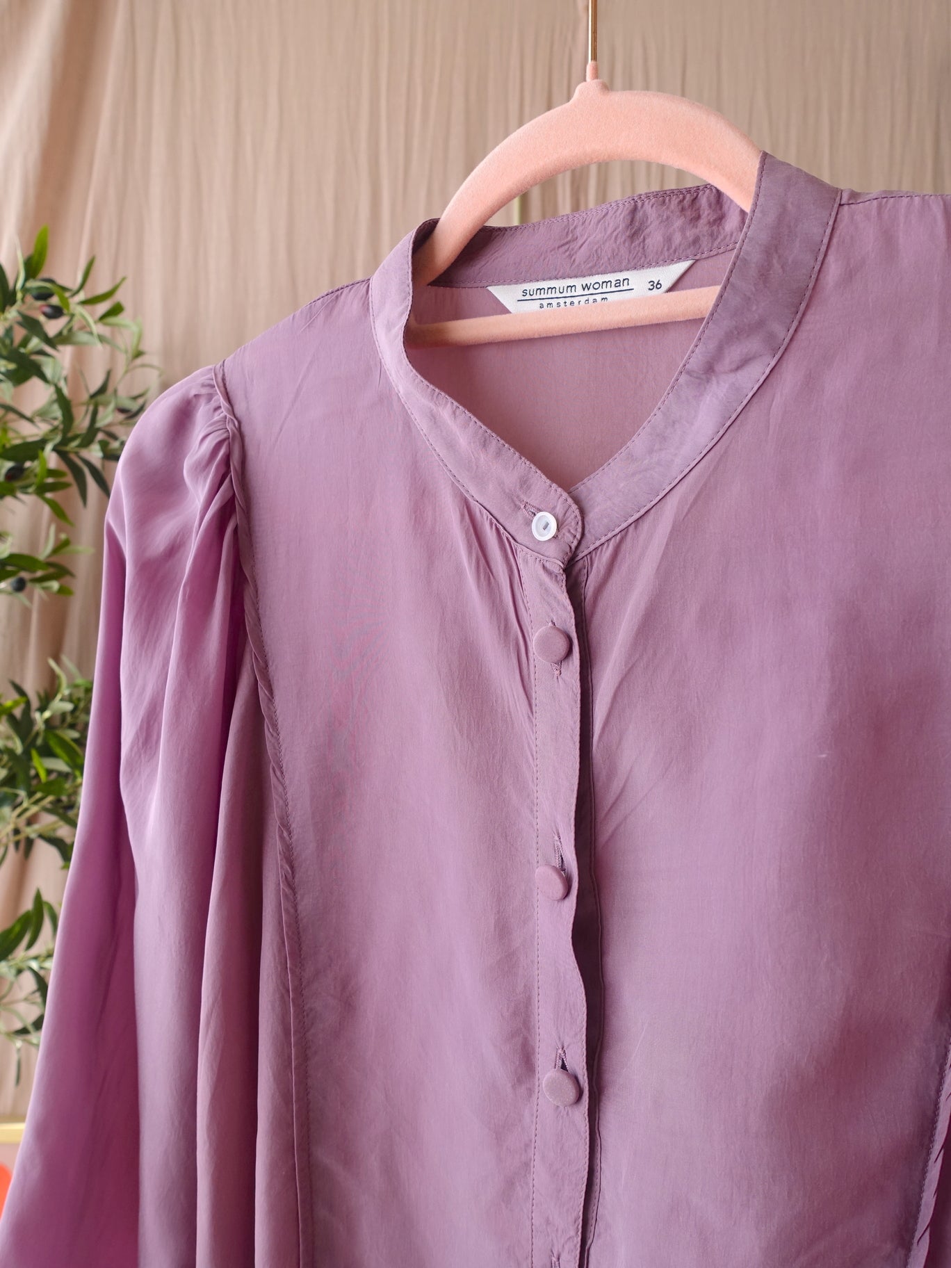 Summum woman puff sleeve blouse dusty lilac