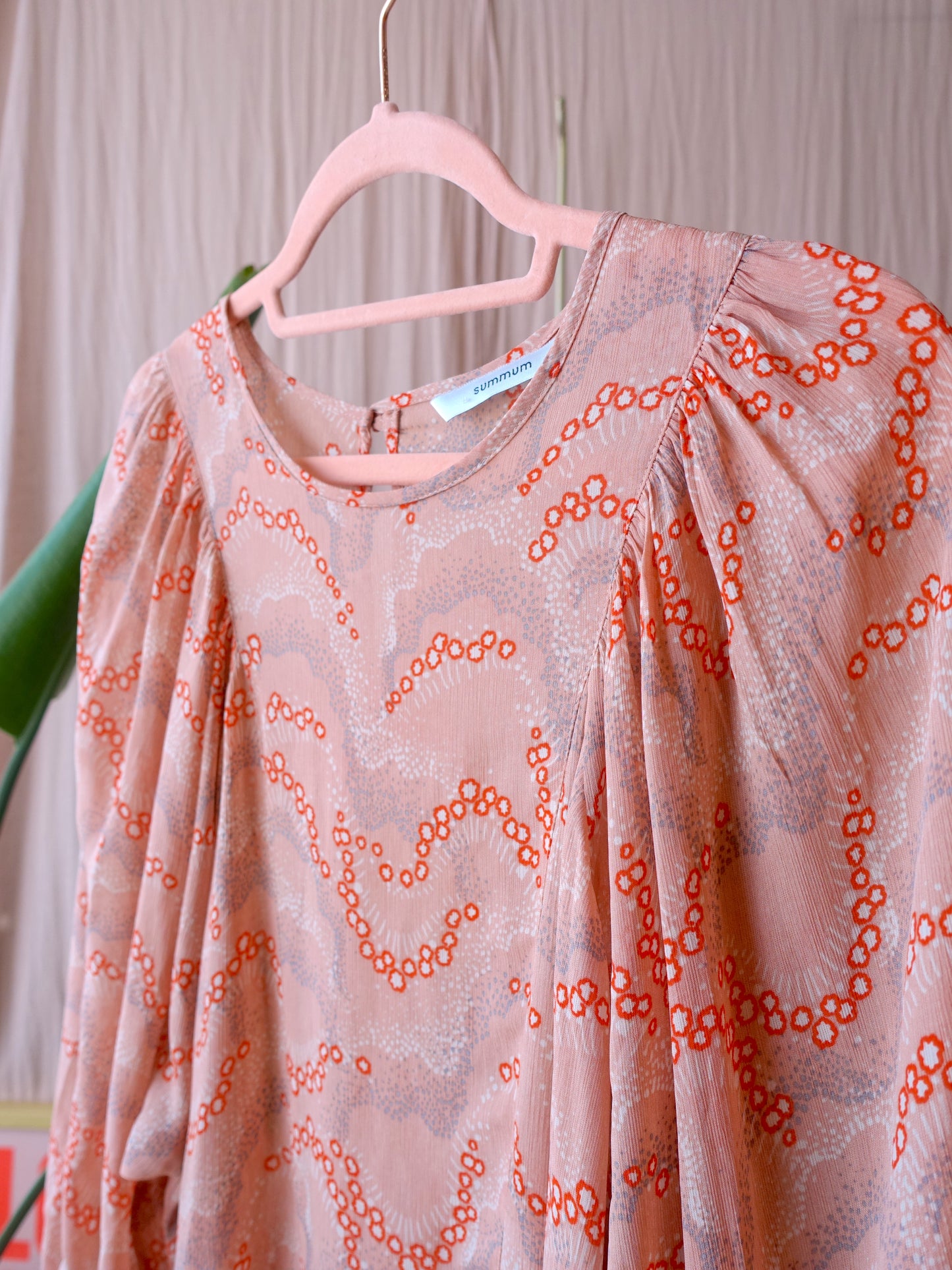 Summum oversized sheer top met pofmouwen