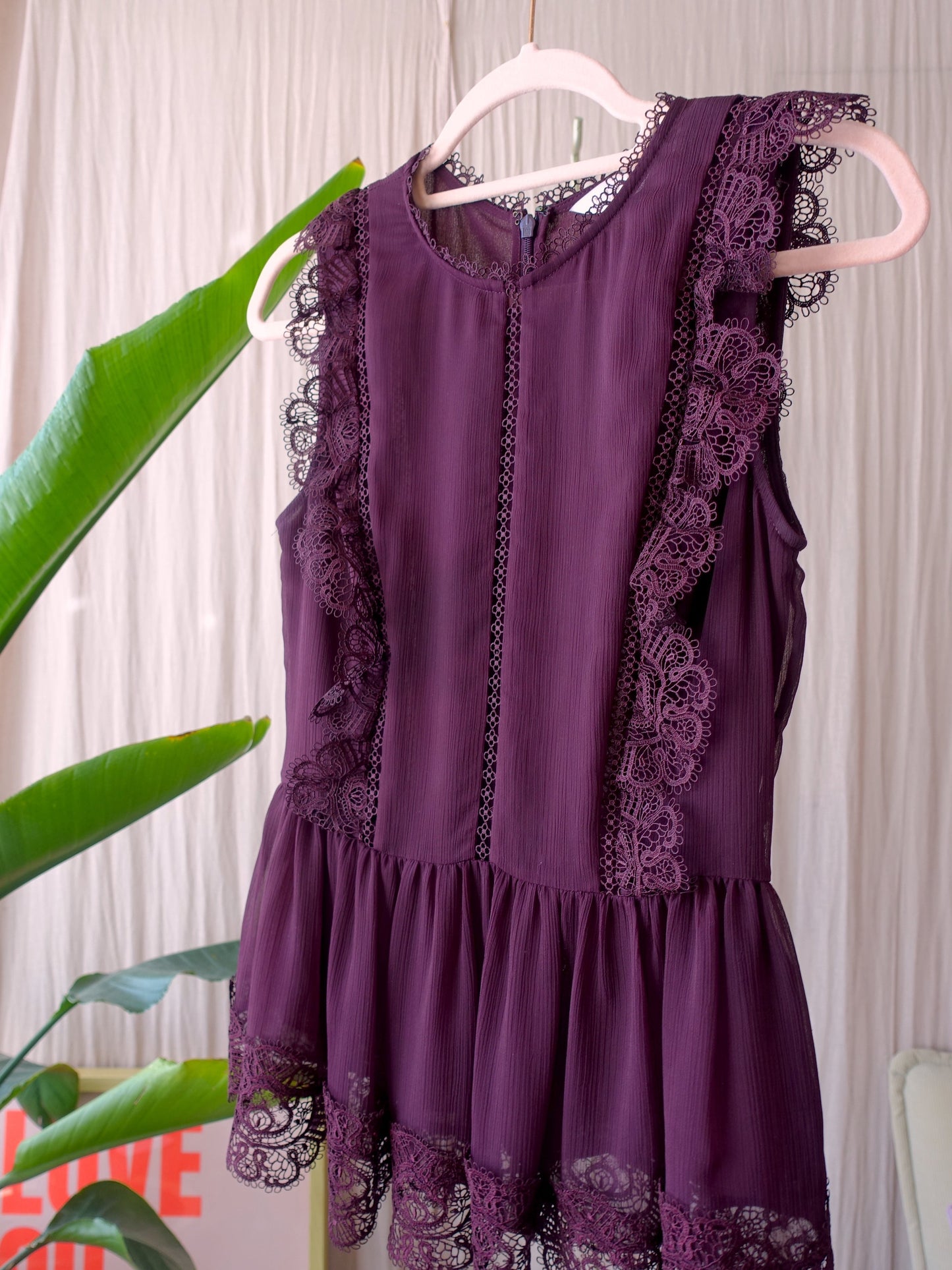 Ted Baker omarri peplum lace ruffle top plum