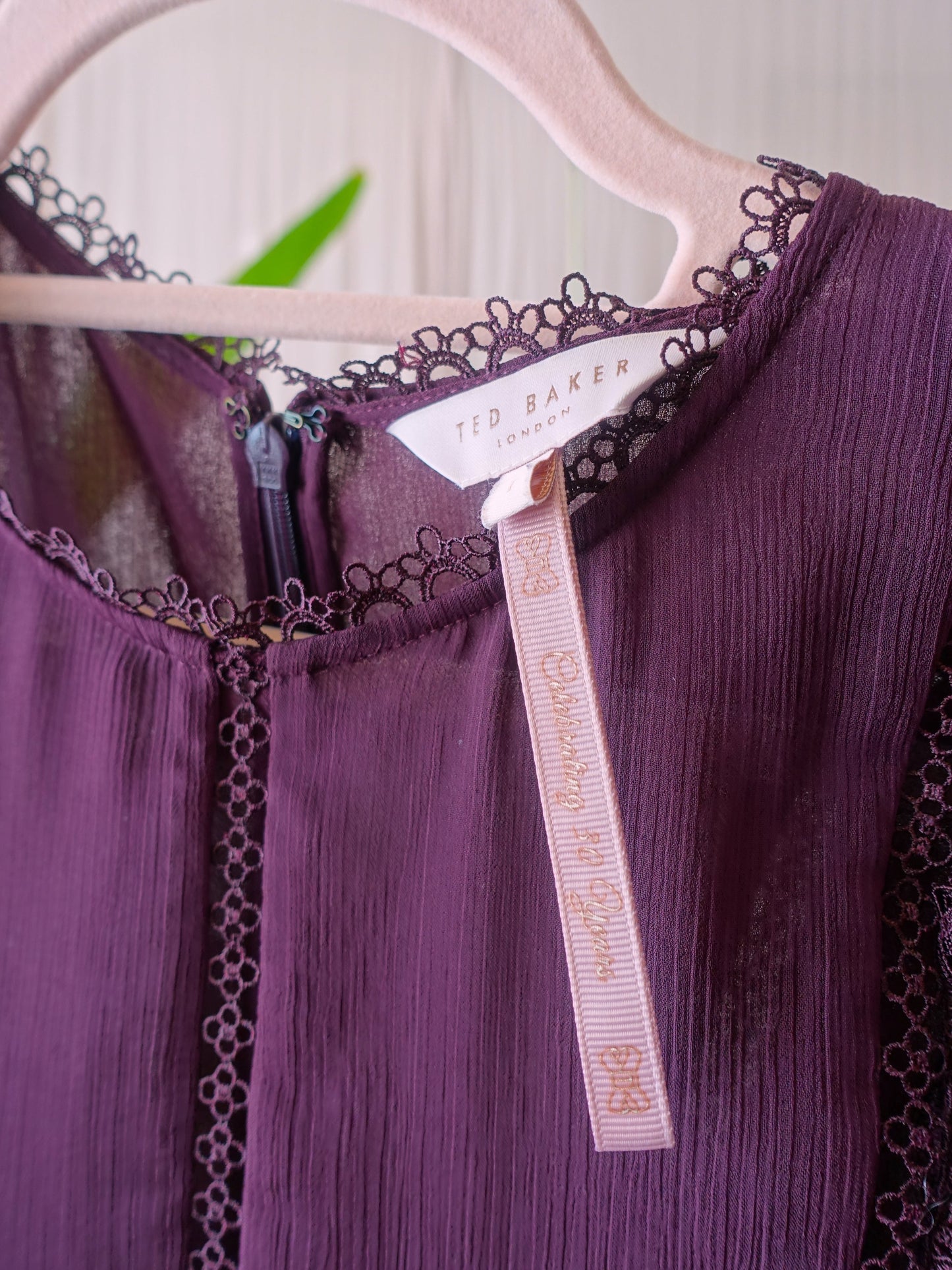 Ted Baker omarri peplum lace ruffle top plum
