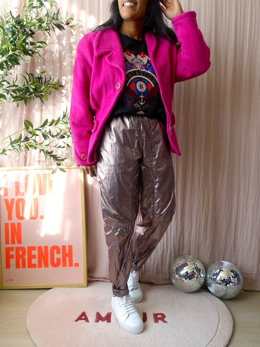 Thierry Mugler vintage wool coat fuchsia pink