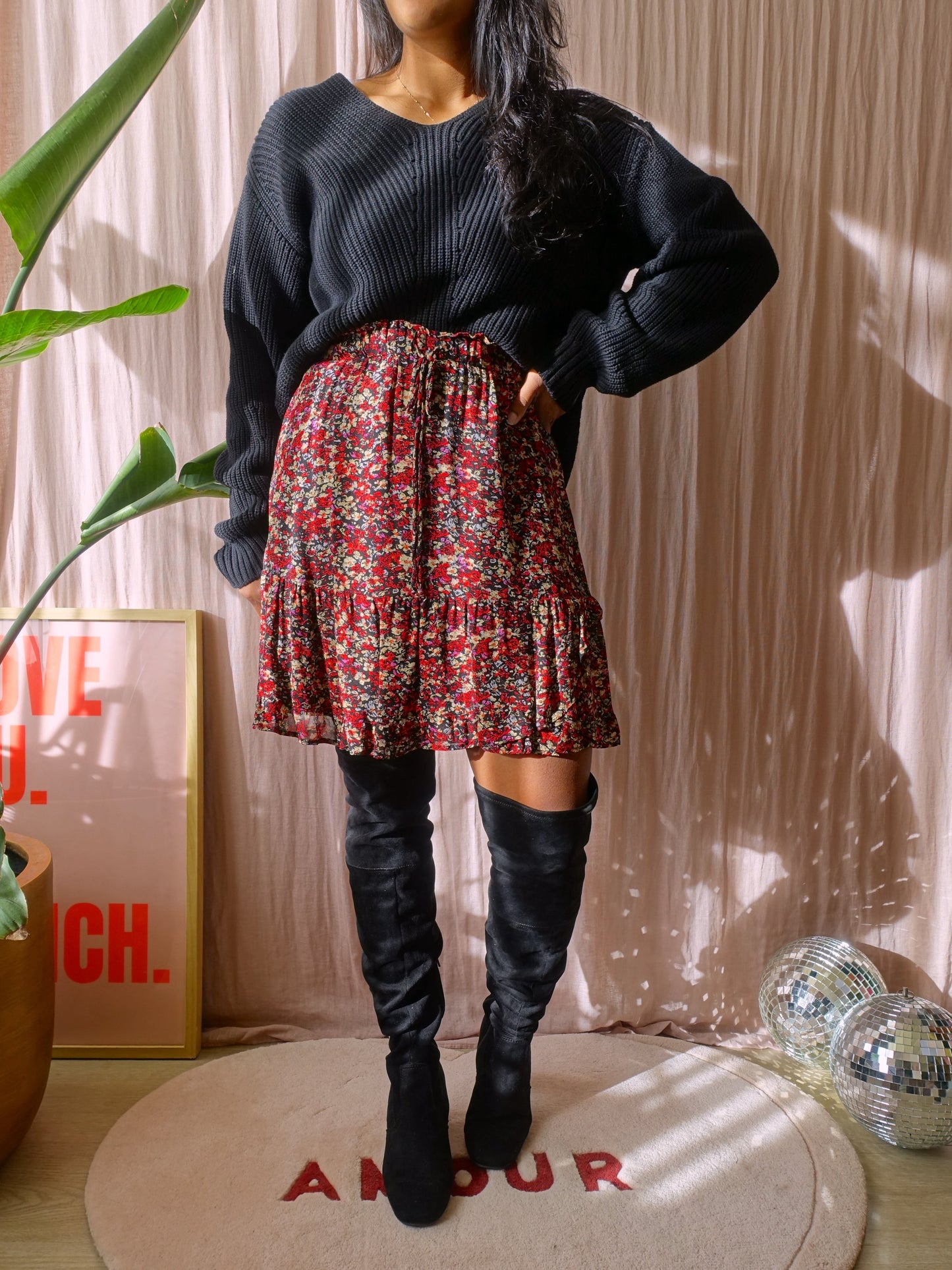 SET high rise viscose floral rok