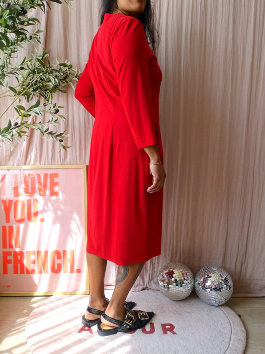 TRVL DRSS by Zenggi classic midi round neck jurk