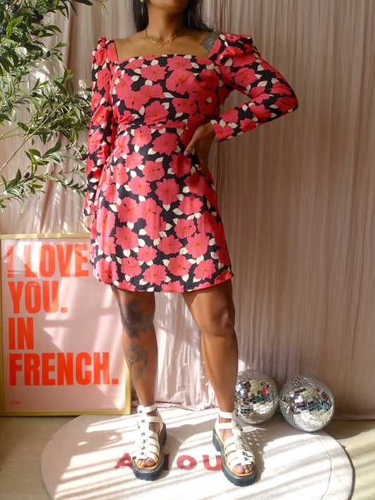 Reiss back detail floral jurk calypso coral