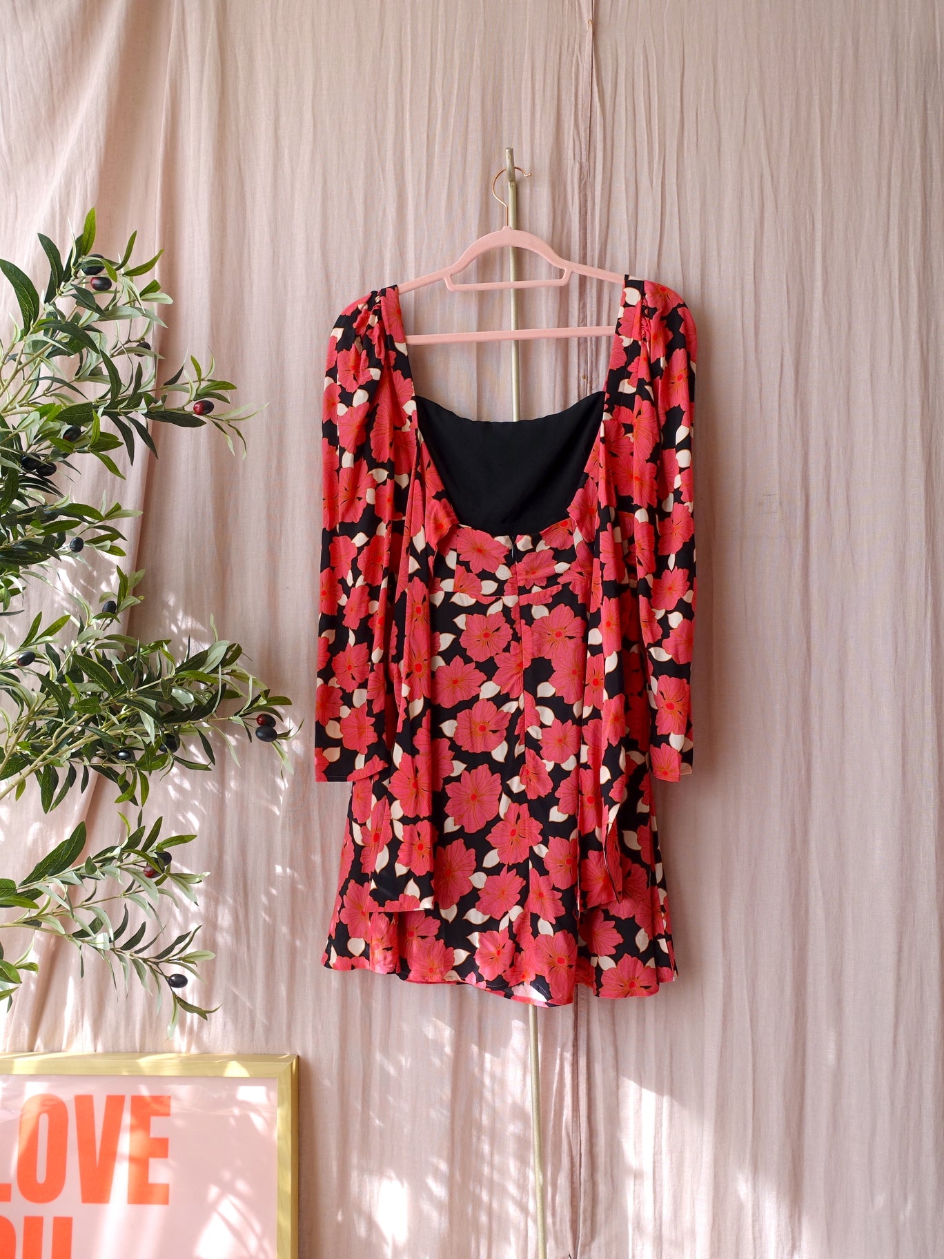 Reiss back detail floral jurk calypso coral