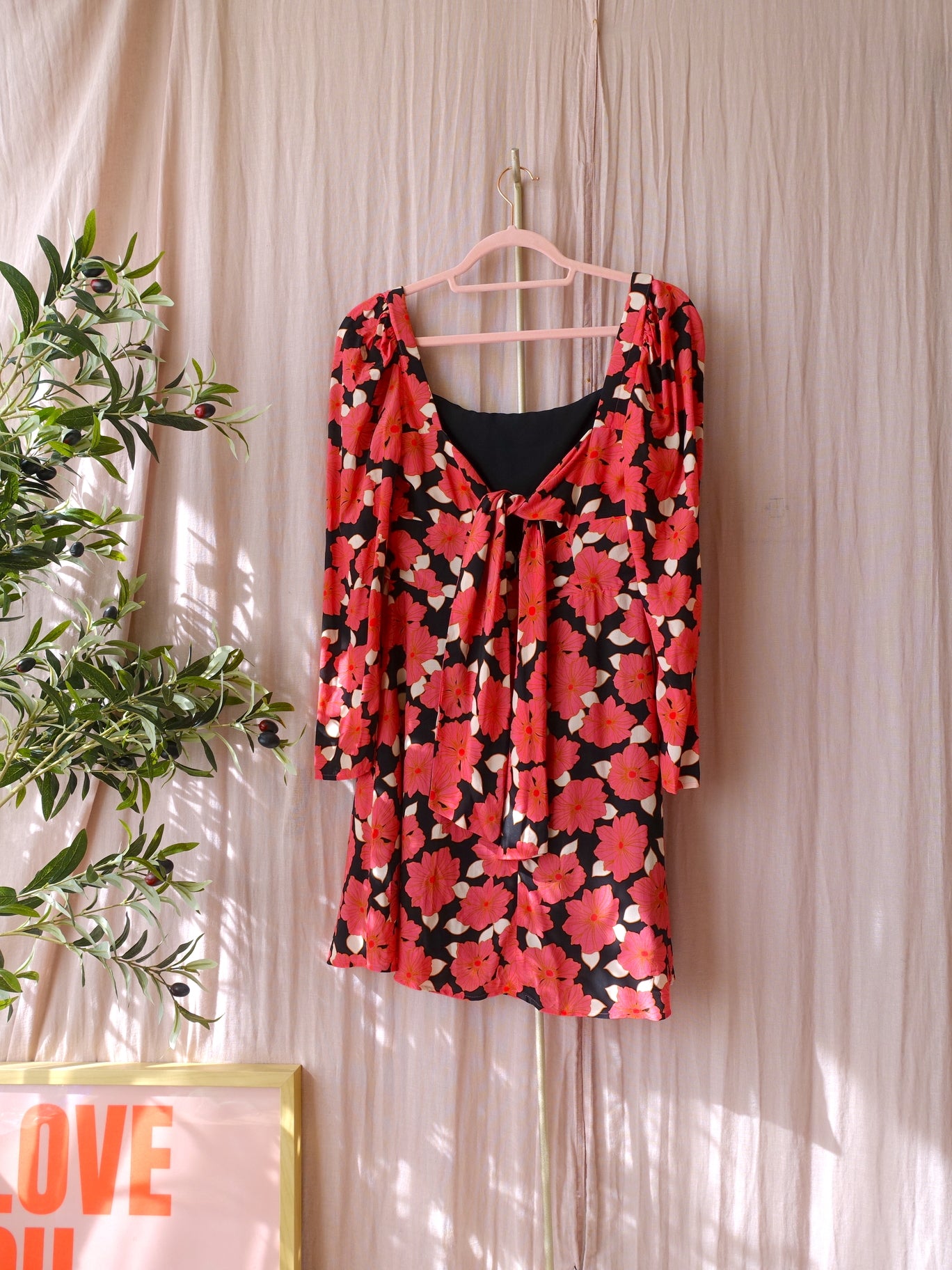 Reiss back detail floral jurk calypso coral