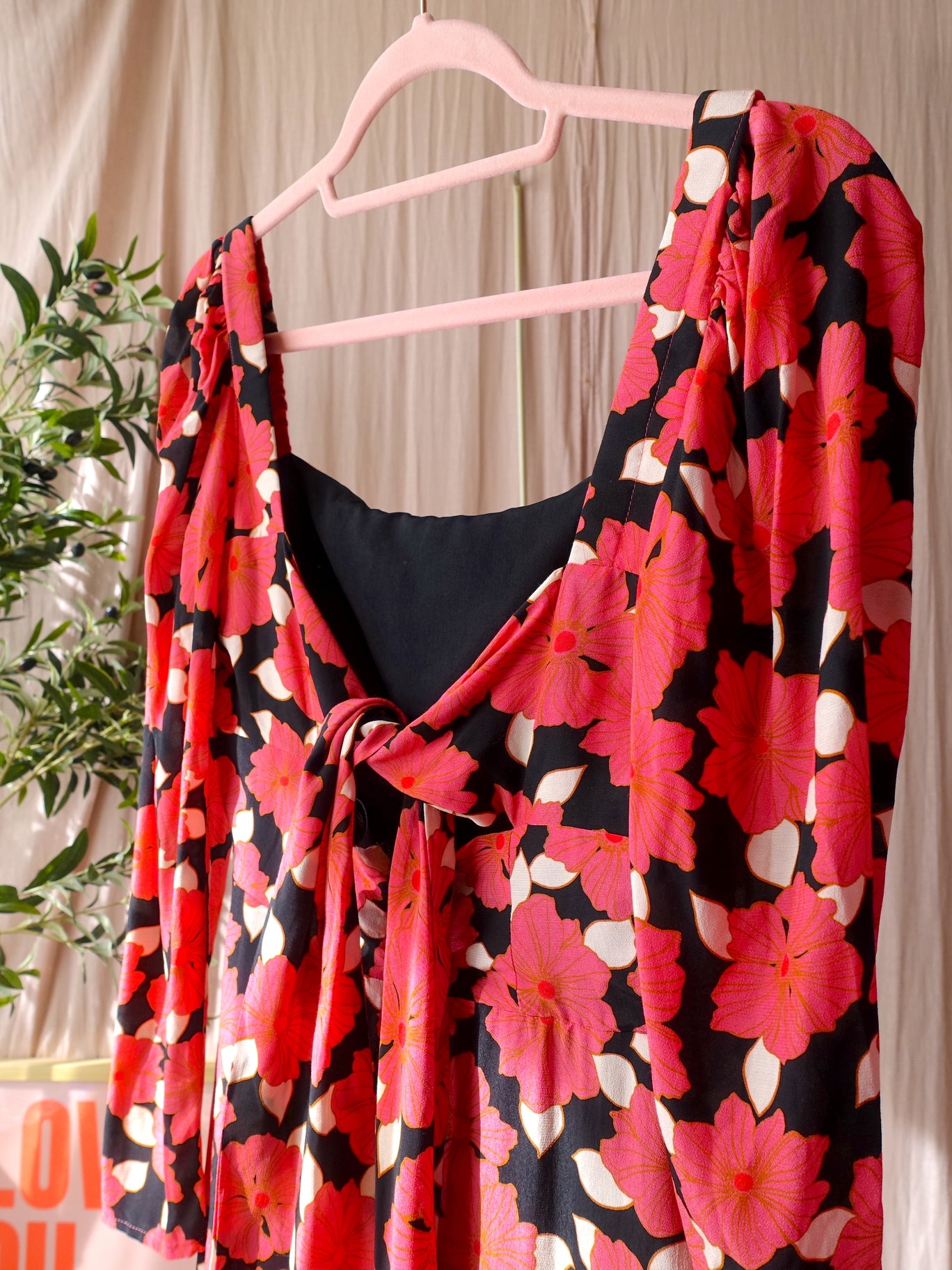 Reiss back detail floral jurk calypso coral