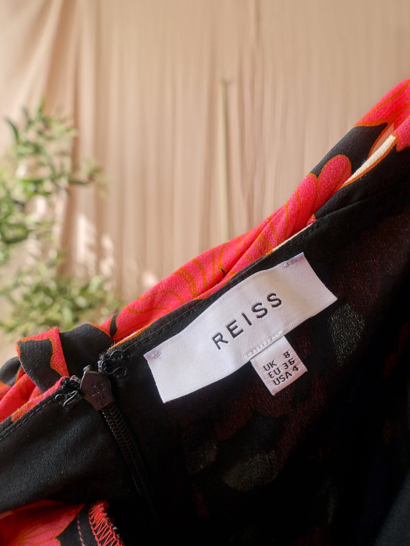 Reiss back detail floral jurk calypso coral