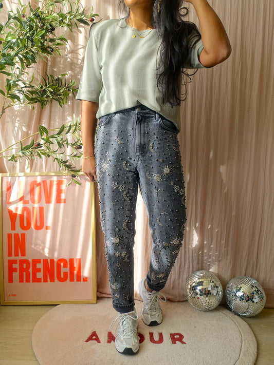 Twist & Tango shoulder padded organic cotton tee sage green