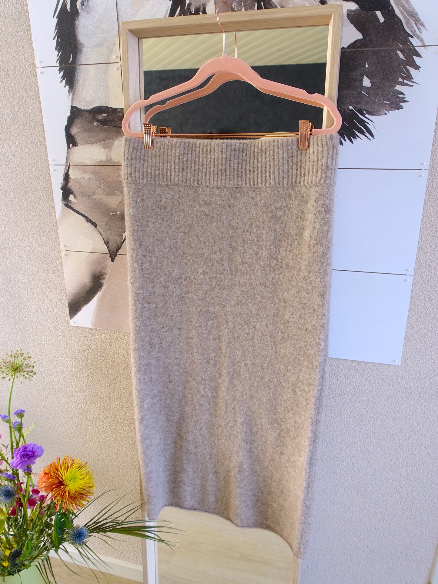 Twist & Tango lidya knitted midi skirt light beige