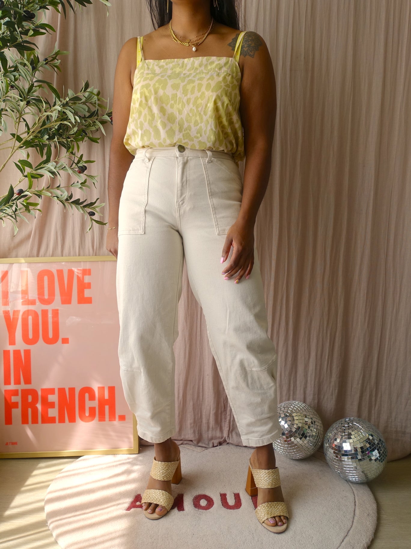 Vanilia leopard print cotton top pastel lime