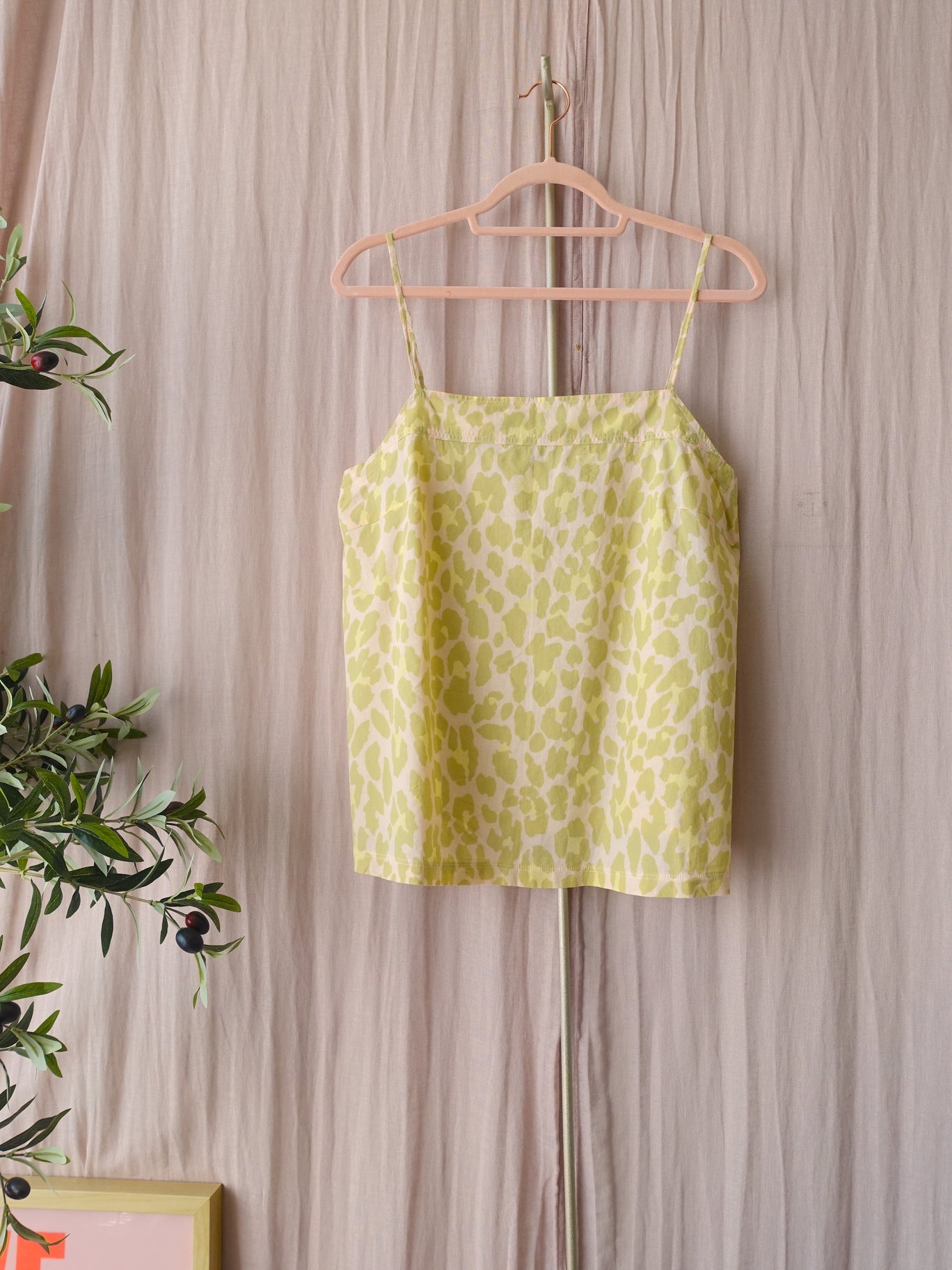 Vanilia leopard print cotton top pastel lime