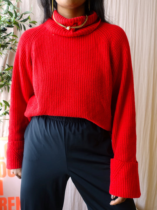 Vanilia cashmere & wool turtle neck knit cherry red