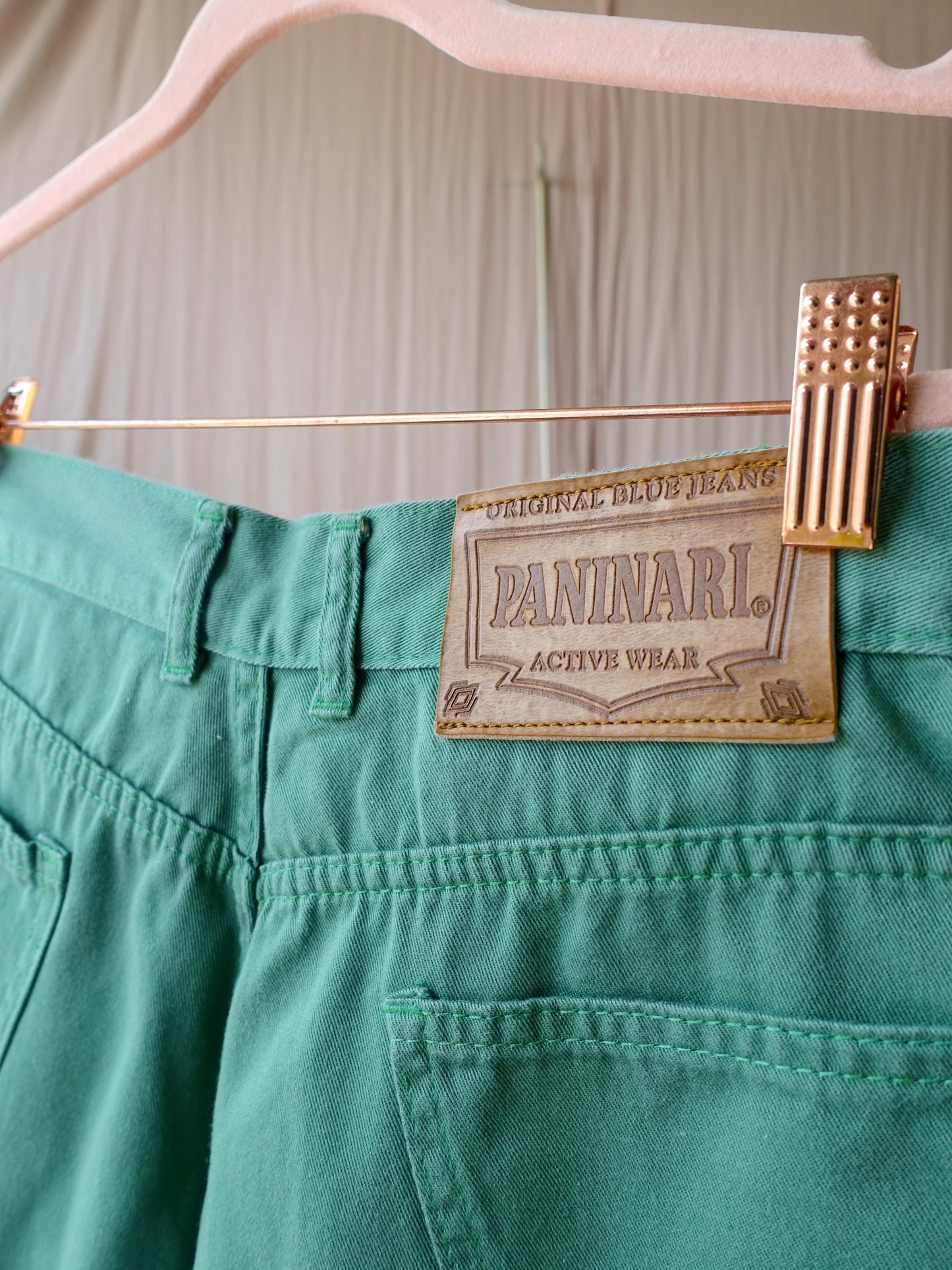 Vintage Paninari high waist bermuda jorts basil green