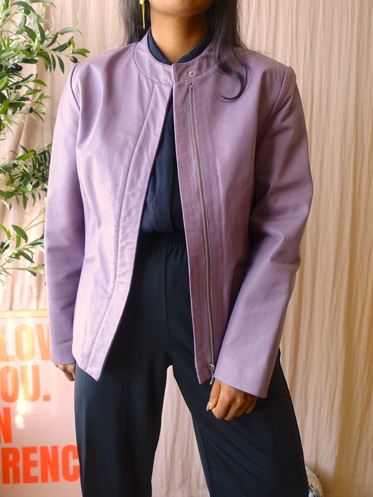 Vintage unique leather jacket mauve mist