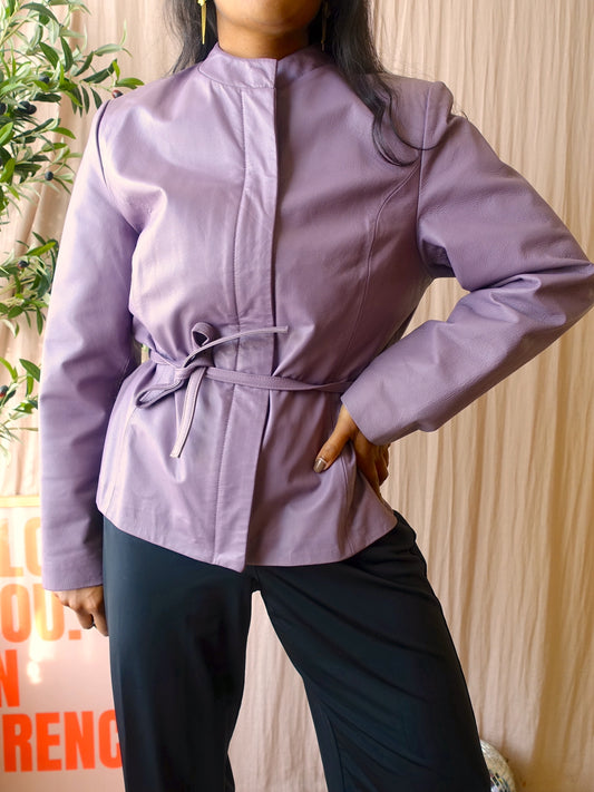 Vintage unique leather jacket mauve mist