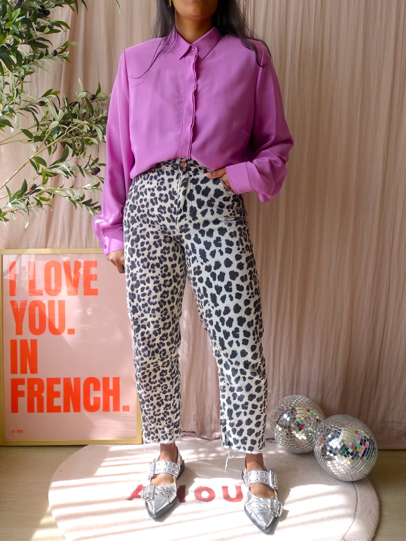 Sommermann shouder padded lilac lovers shirt